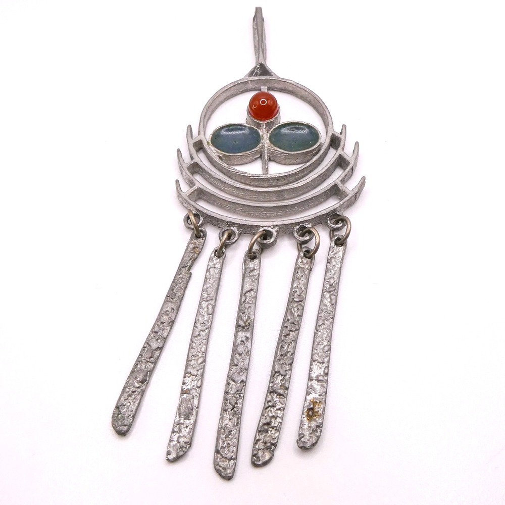Scandinavian Nordic Modernist Enameled 4.8" Necklace Pendant Women's Statement